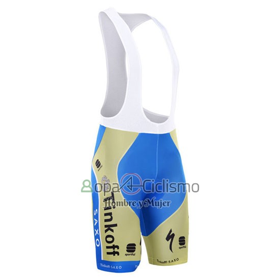 Tinkoff Saxo Bank Ropa Ciclismo Culotte Corto 2015 Mangas Cortas Azur y AMarillo